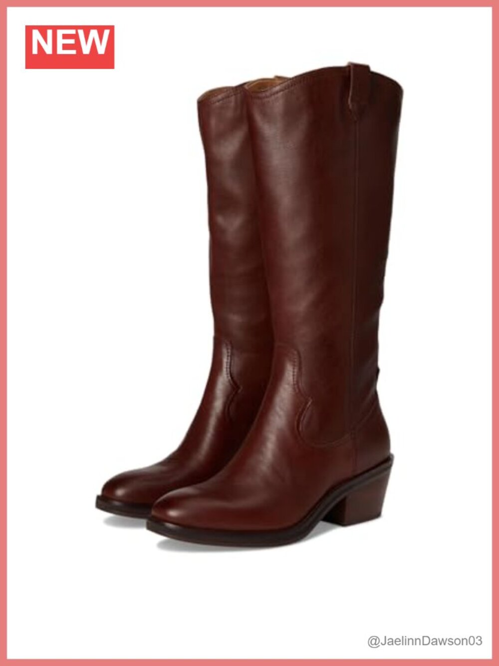 Waterproof Leather Knee-High Boots Pointed Toe Block Heel Side Zip